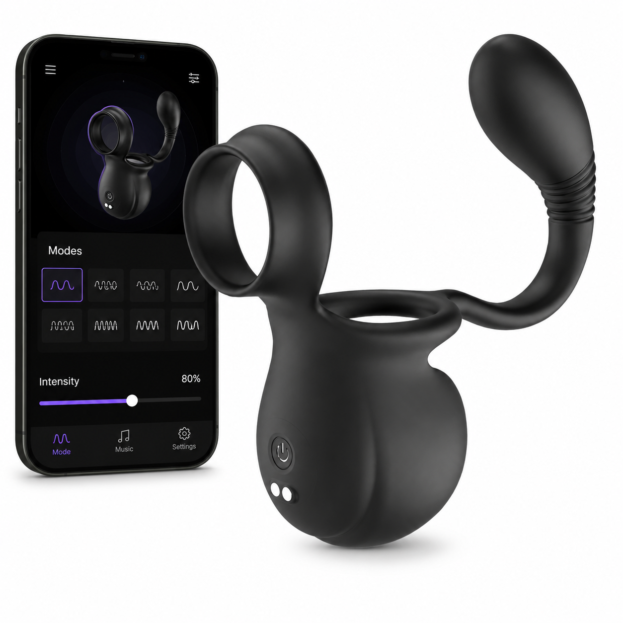 Portable Rolling Penis Trainer Stimulator Cock Ring with 9 Vibration & Rolling Modes