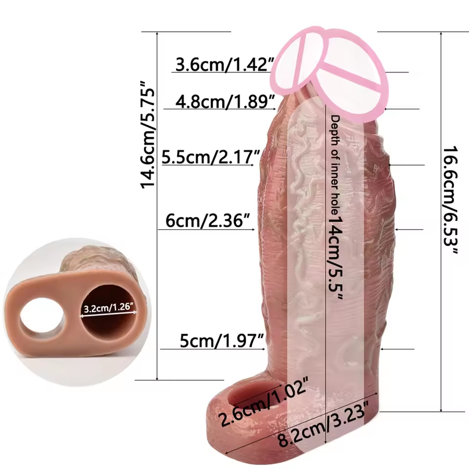 6.53 inch Realistic Textured Penis Sleeve Cock Extender