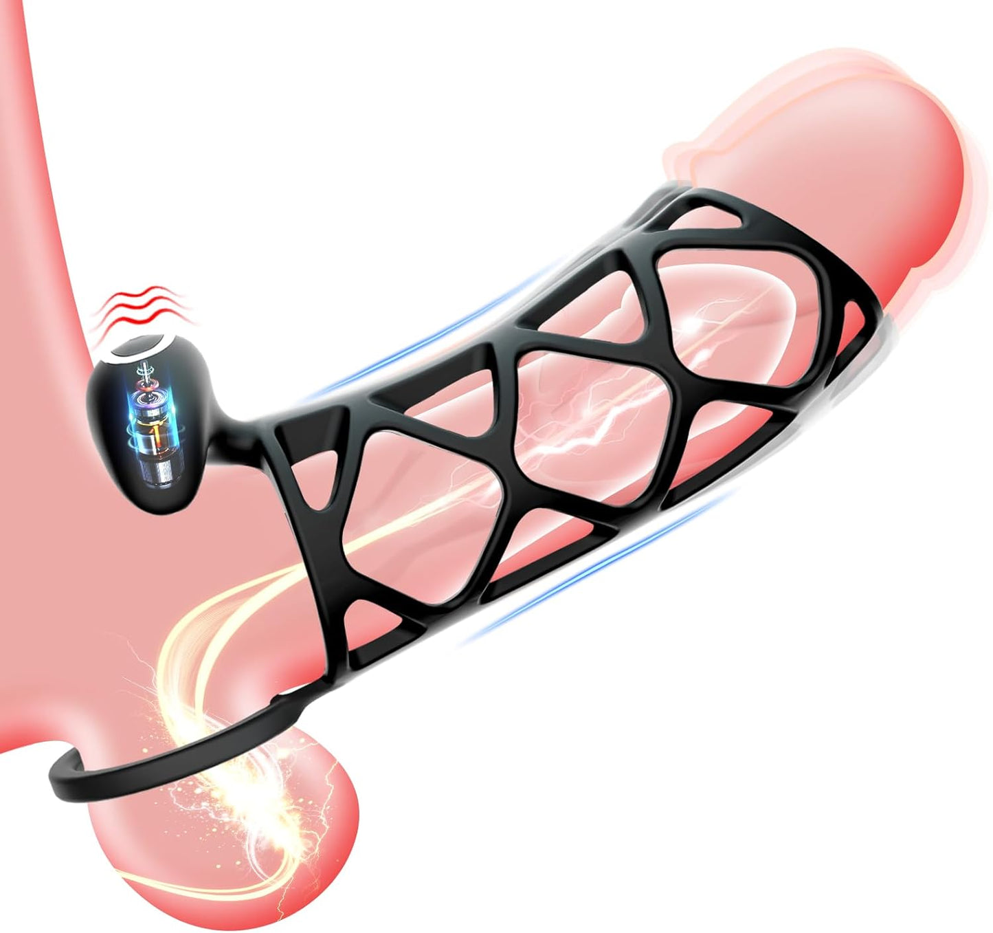 Penis Ring Cock Sleeve Penis Vibrator Extender with 10 Vibration Modes