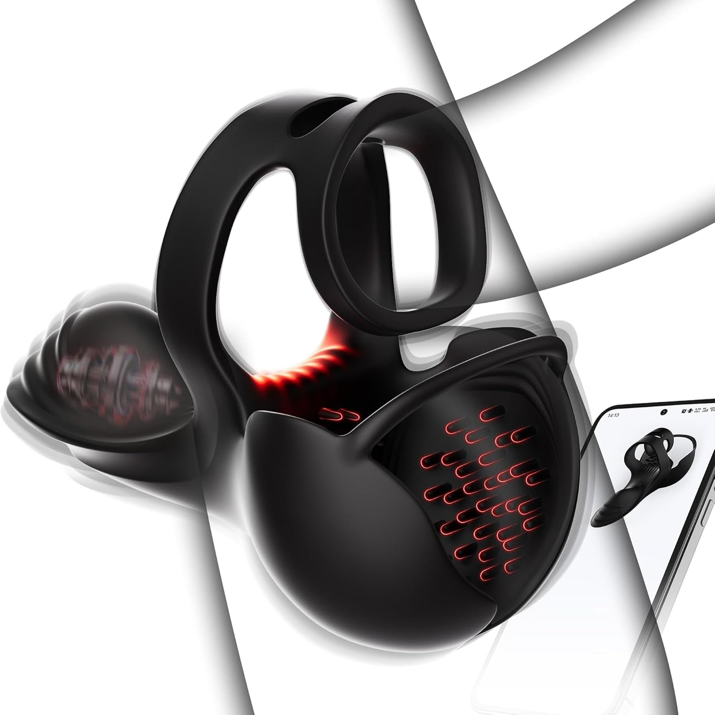 360° Testicle Penis Trainer Cock Ring Glans Stimulator with 9 Vibrating & Heating