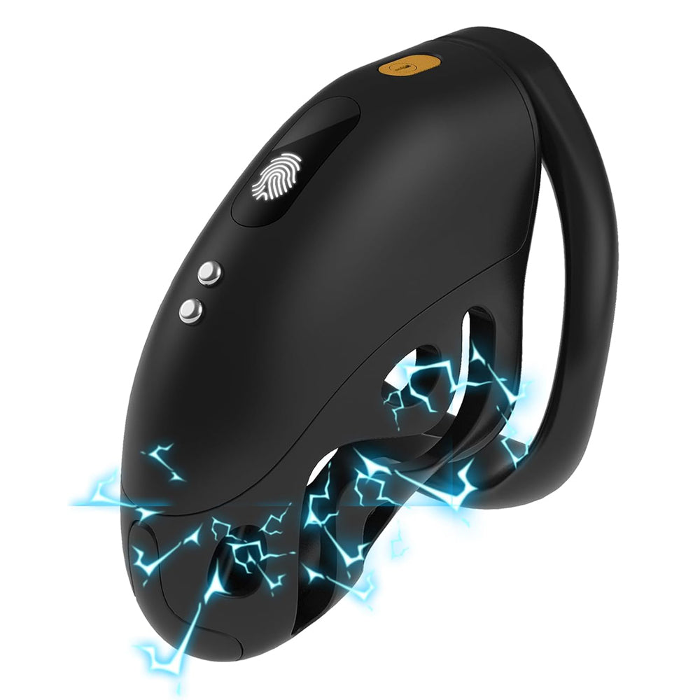 Remote Control Electric Shock Cock Cage Masturbator with 6 e-stim Intensities