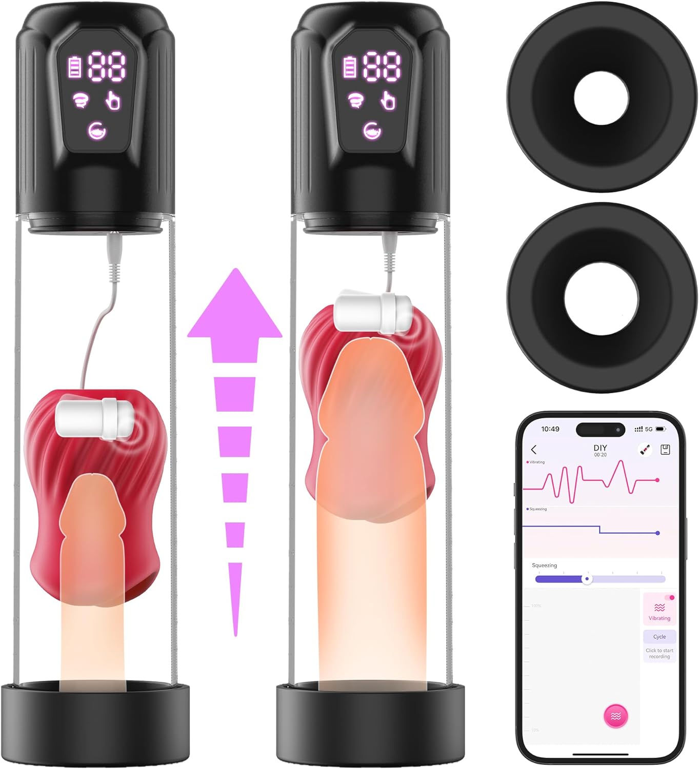 2 IN 1 Automatic Vacuum Penis Pump Masturbator with 5 Vibration & 5 Suction Modes