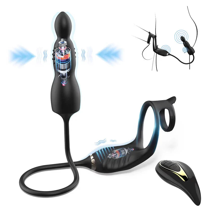 Anal Vibrator Butt Blug Prostate Massager Penis Ring with 10 Plus Modes