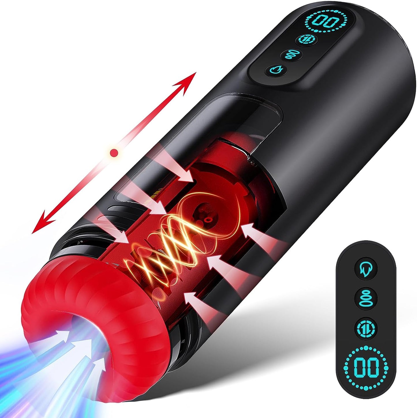 Masturbateurs automatiques à écran LCD 4 en 1 avec 9 modes de succion, de poussée et de vibration