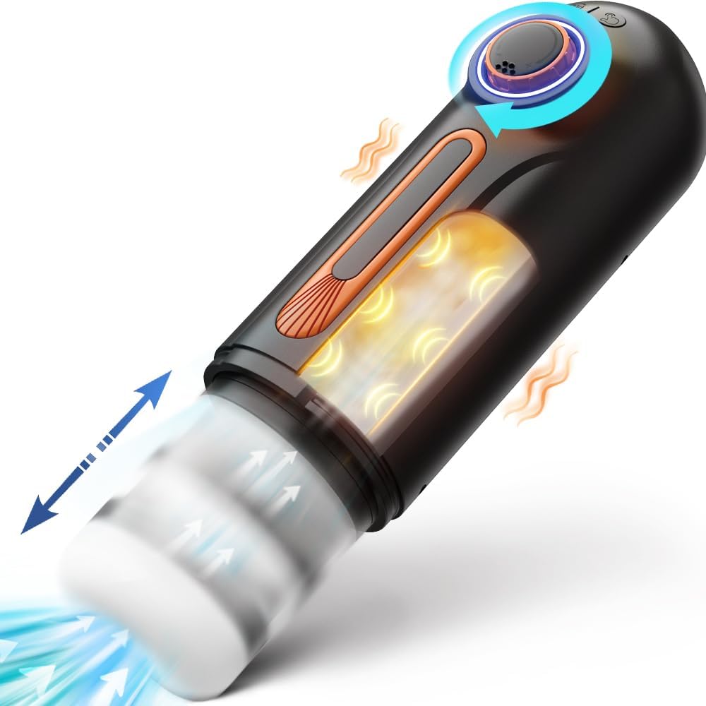 Masturbateur masculin automatique 5 en 1 avec poussée, succion, vibration et chauffage
