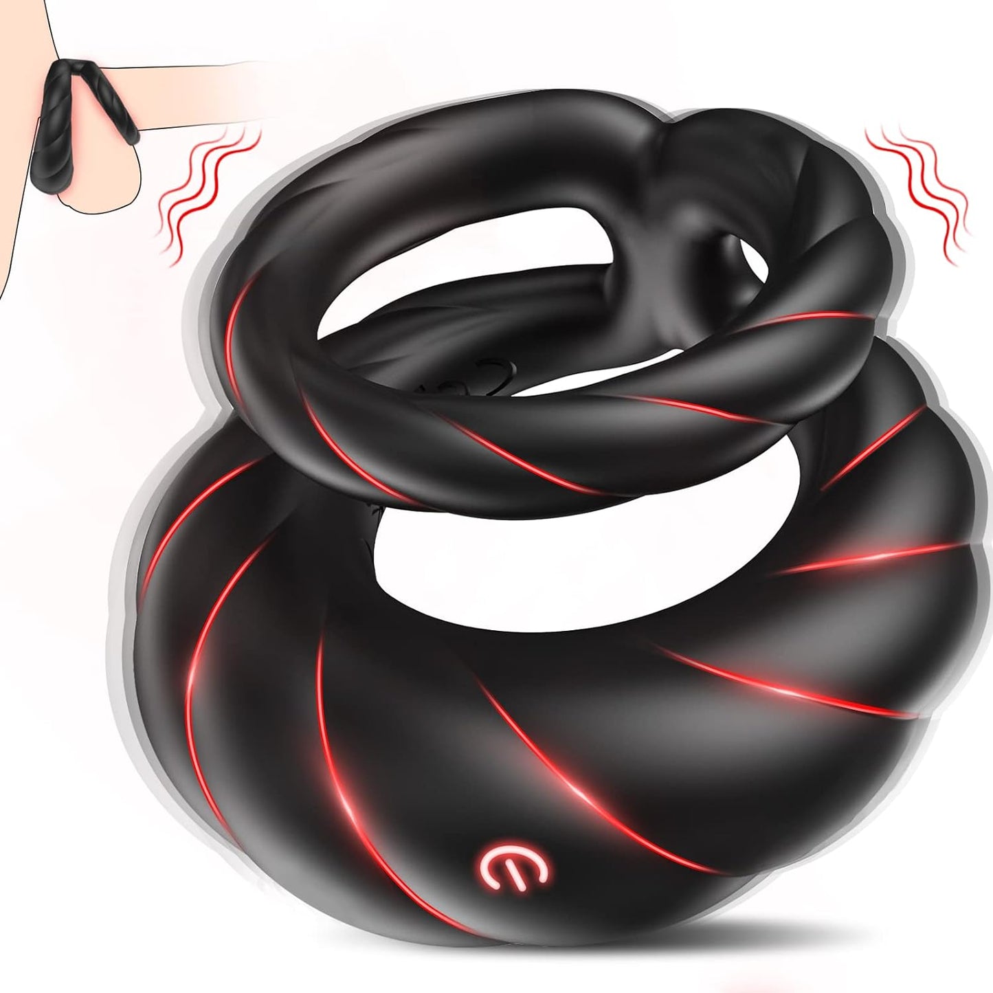 Double Penis Cock Rings Vibrator Masturbator with 10 Powerful Vibration Modes