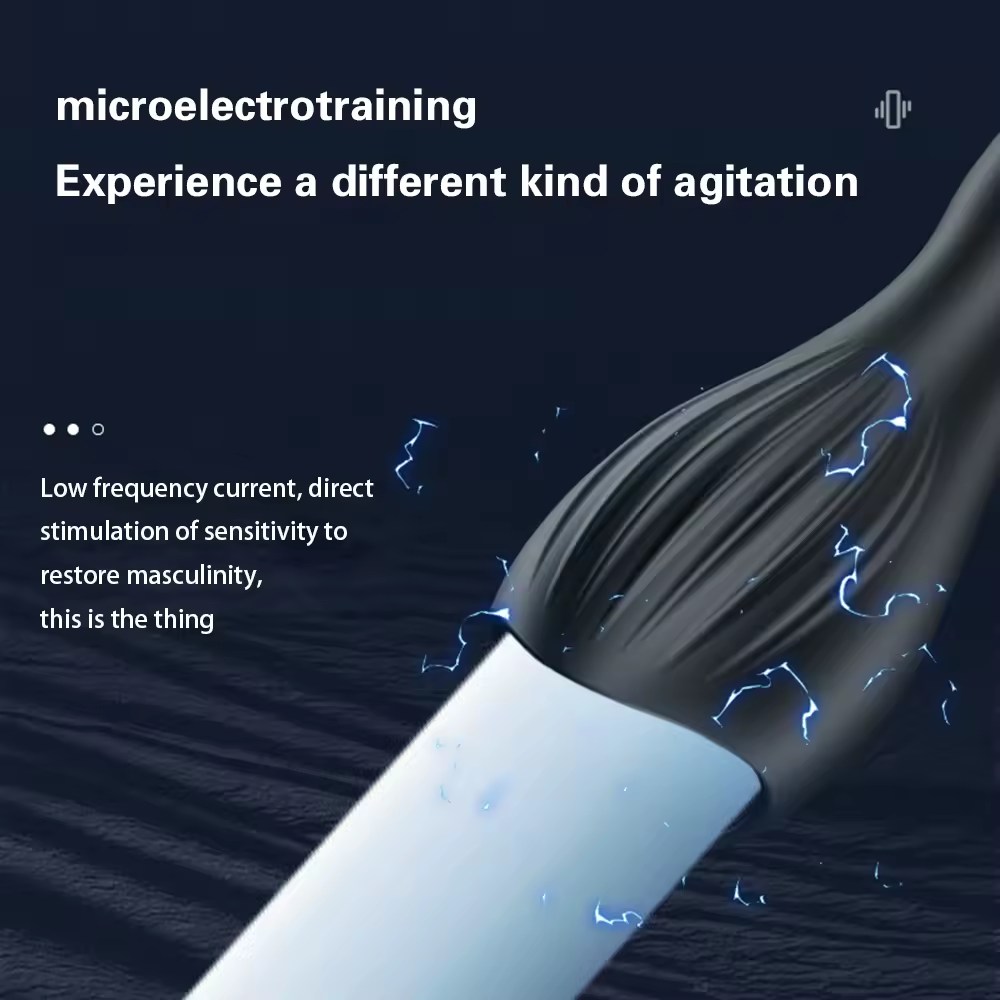 E-stim Penis Trainer Glans Vibrator Stimulator with 10 Vibrations& Electric Shocks