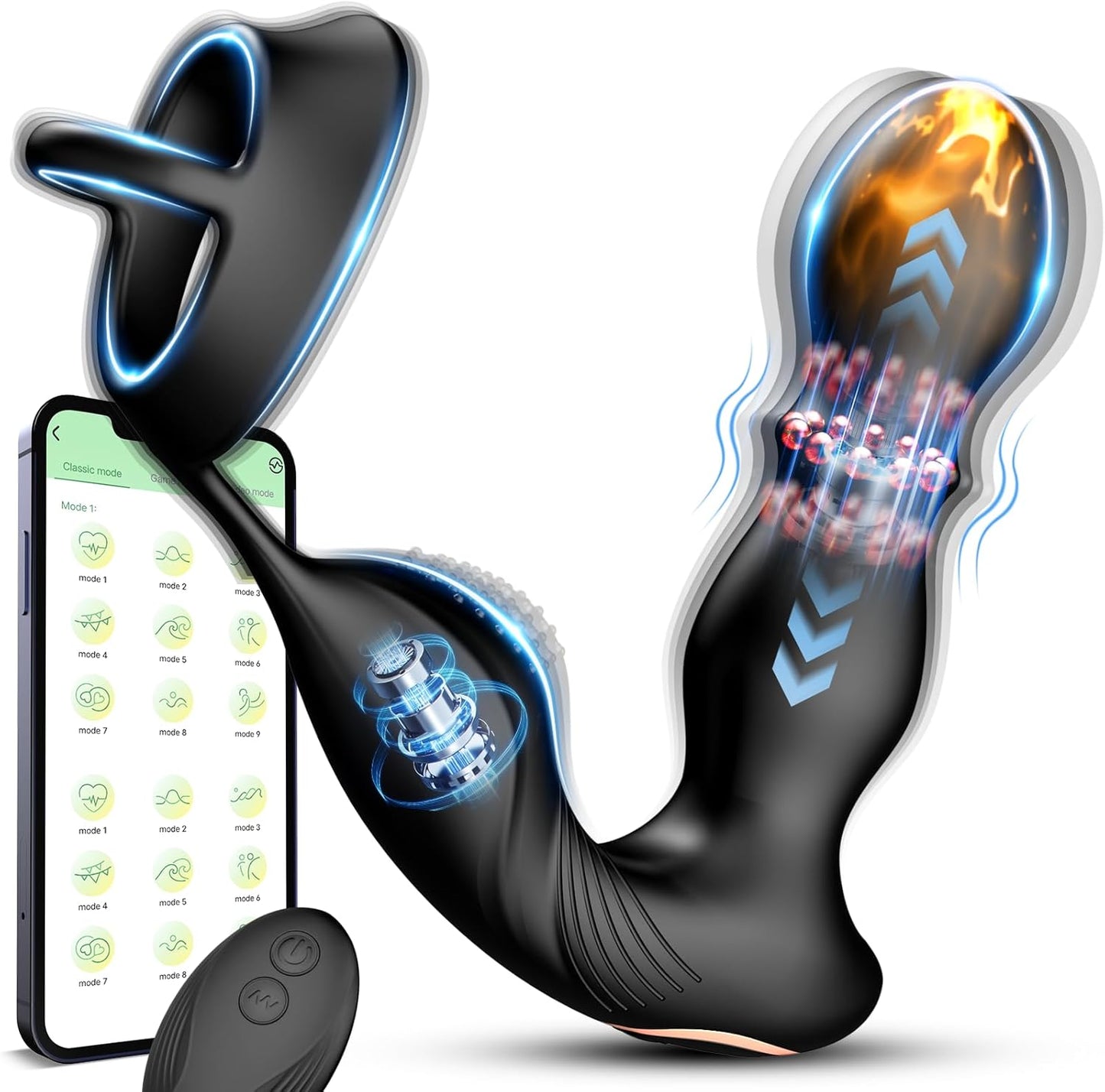 3 IN 1 Anal Plug Vibrator Prostate Massager with 10 + 10 Powerful Stimulation Modes