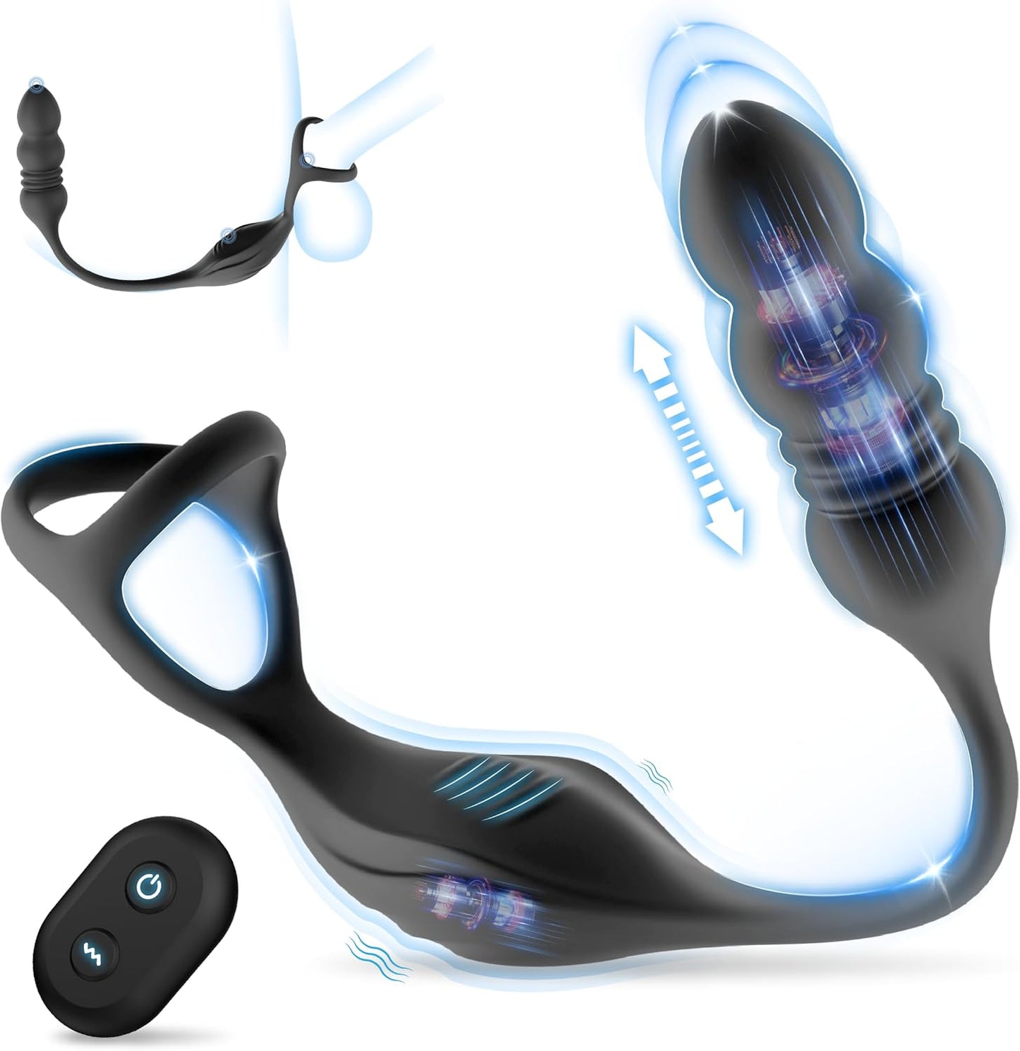 Thrusting Anal Vibrator Prostate Massage Butt Plug with 9 Vibration Modes