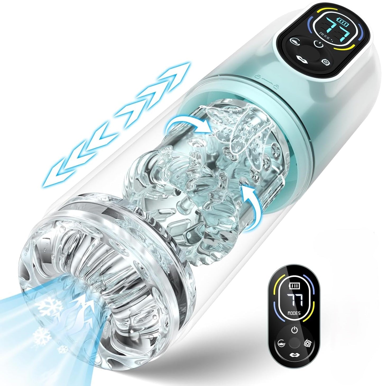 6 IN 1 Automatic Masturbator Penis Pump with 7 Sucking & Vibrating & Thrusting & Rotating & Licking
