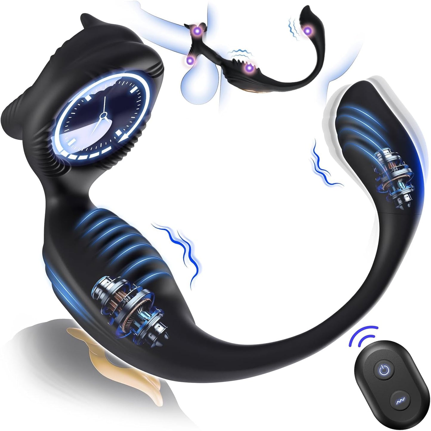4 IN 1 Cock Ring Anal Vibrator Prostate Massager with 7 Vibrations Modes