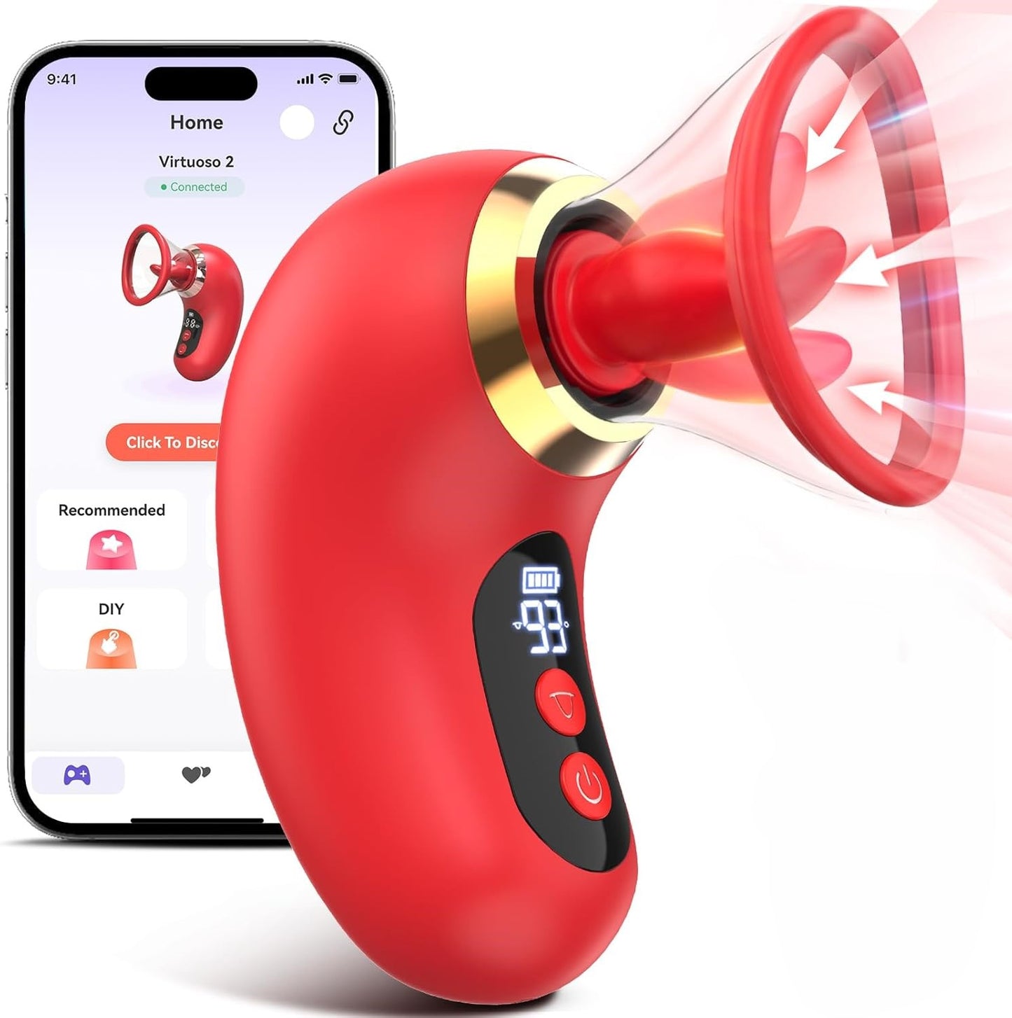 5 IN 1 Rose Vibrator G spot Stimulator with 3 Sucking & 9 Tongue Licking & Vibrating Modes