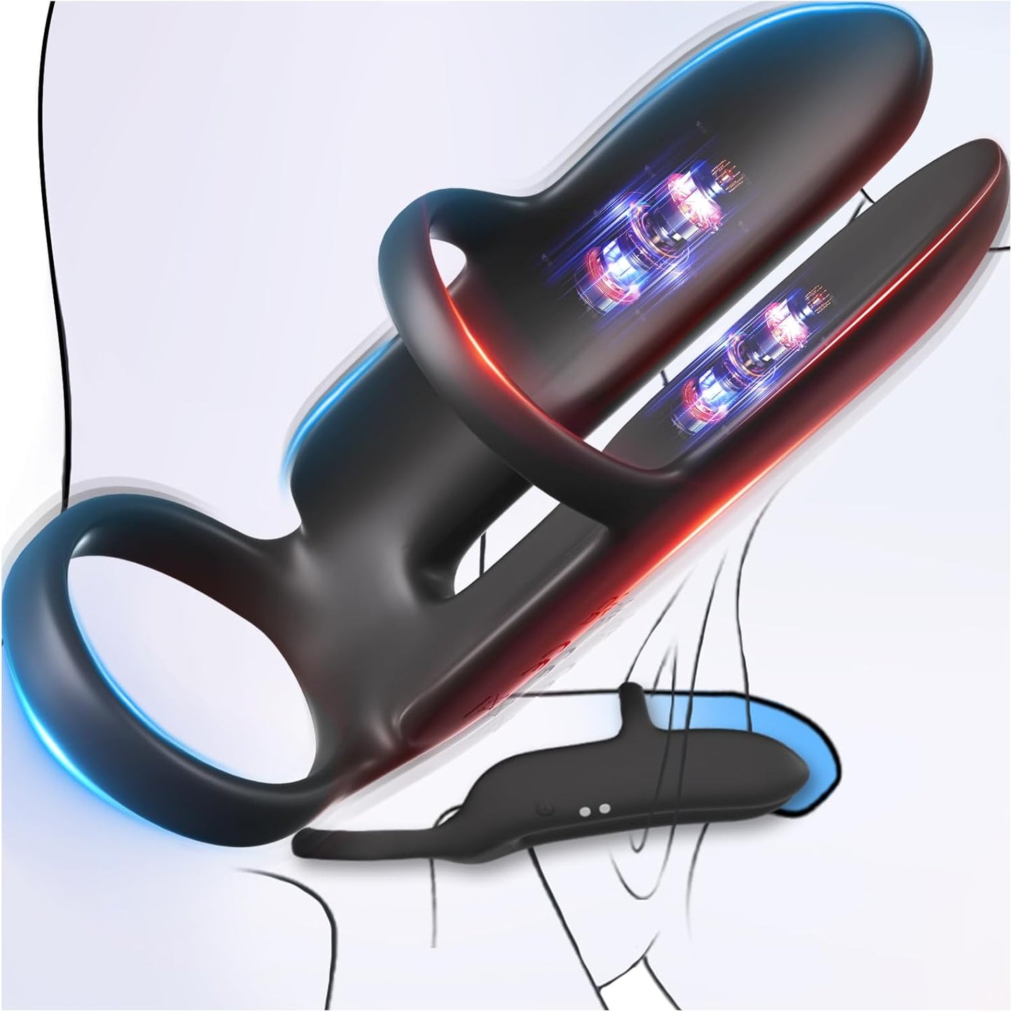 All-in-One Dual Motors Cock Ring Penis Sleeve Extender with 10 Modes