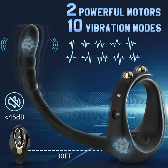 3 in 1 Multifunctional Cock Ring Vibrator Prostate with 10 Vibration Modes