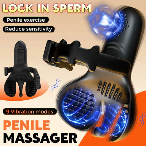 Adjustable Penis Massager Vibrator Glans Stimulator with 9 Vibration Modes