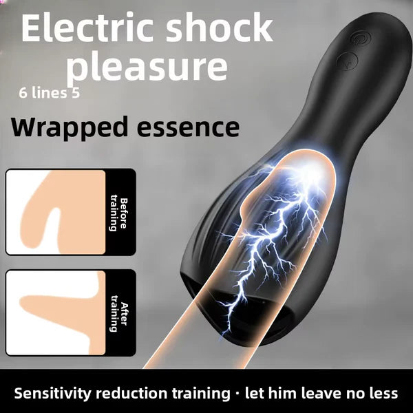 E-stim Penis Trainer Glans Vibrator Stimulator with 10 Vibrations& Electric Shocks