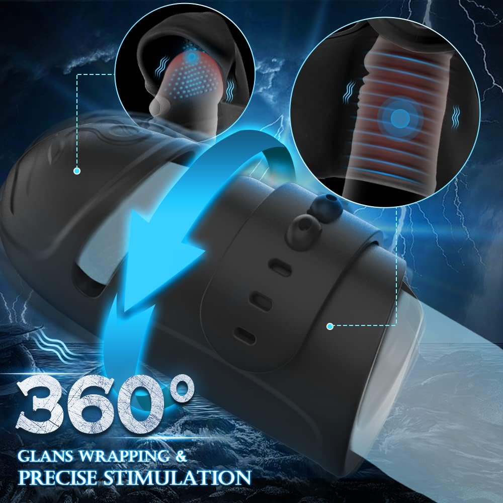Masturbateur masculin d'entraînement de gland complet à 360 ° avec 10 vibrations