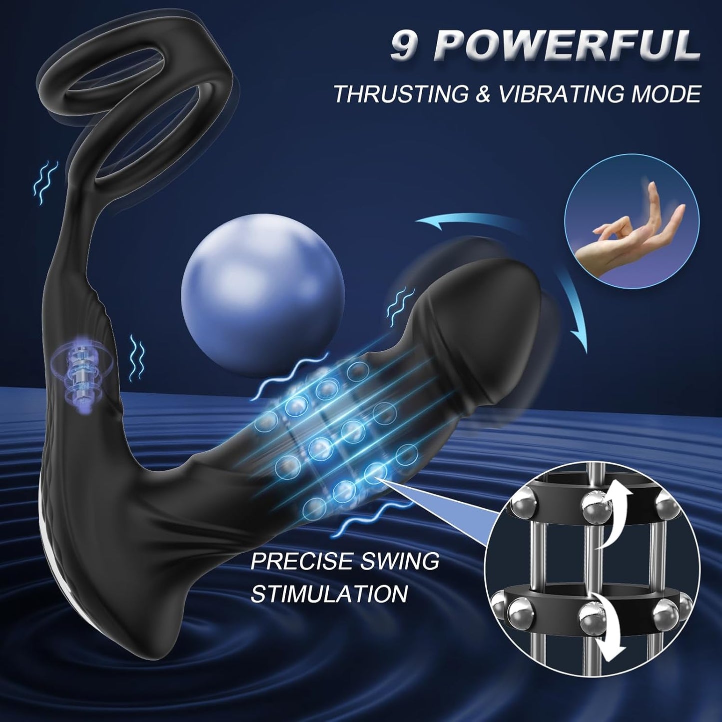 3 IN 1 Prostate Massager Anal Vibrator with 9 Vibrating & Wiggling & Swinging Modes
