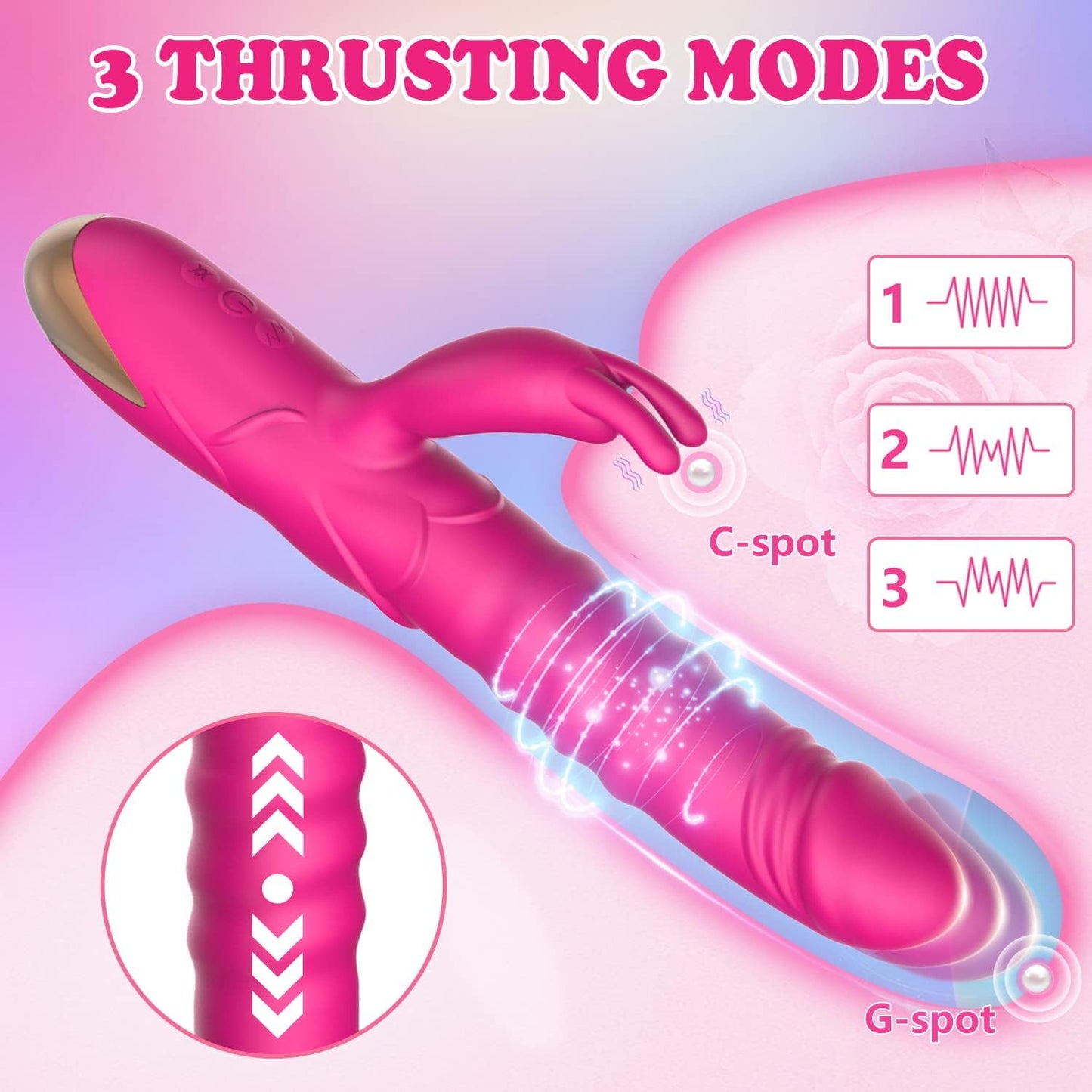 3 modes de poussée et 10 modes de vibration Vibromasseur Rabbit
