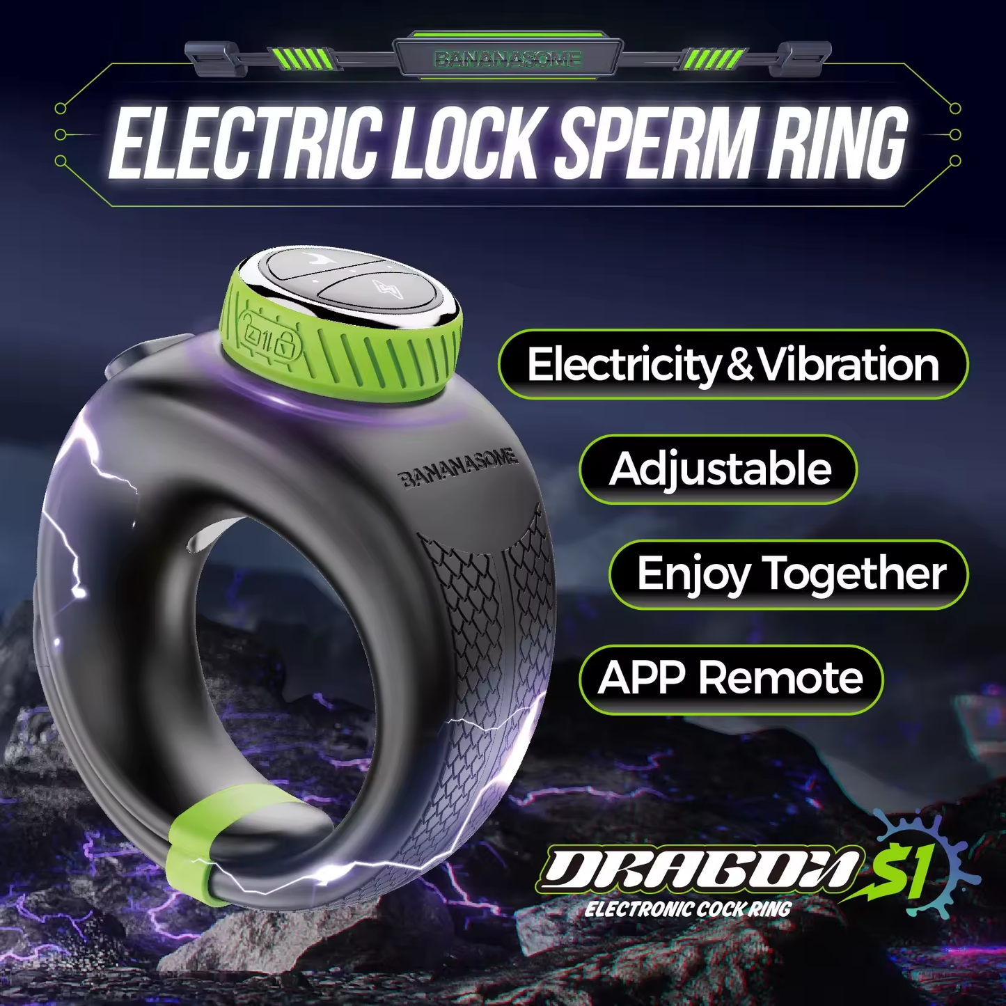 E-stim Penis Trainer Vibrator Cock Ring Masturbator with 10 Vibrations & Electro Shocks