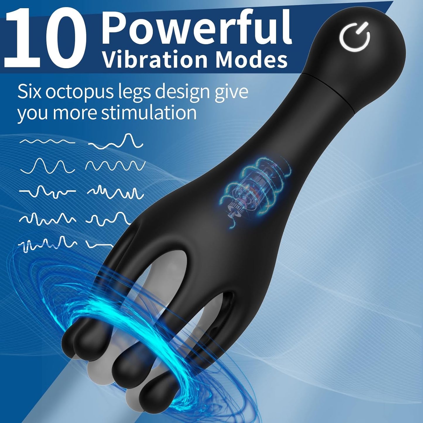 Massage du pénis avec stimulation des grains à 360 ° avec 10 modes de vibration