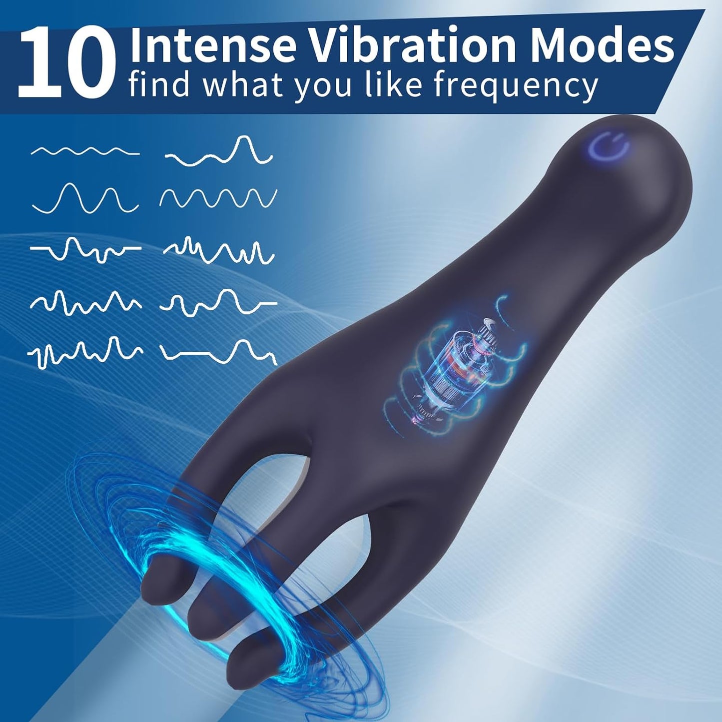 Masturbateur masculin de stimulateur de gland de bande flexible avec 10 modes de vibration