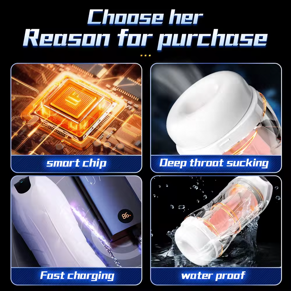 Automatic Masturbator Stroker Blowjob Machine with 5 Suction & 10 Vibration Modes