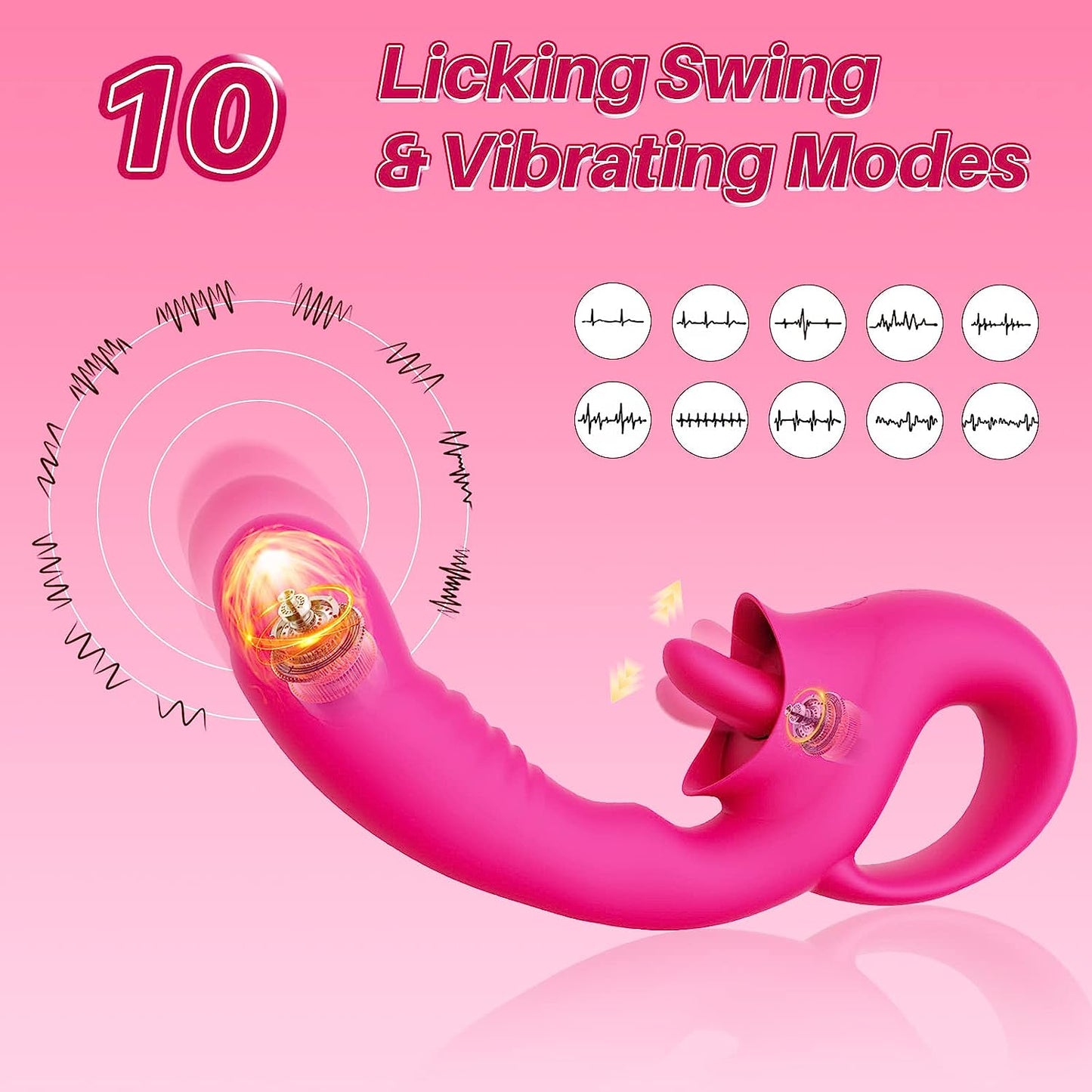 10 modes de léchage et de vibration Vibromasseur point G pour léchage clitoridien