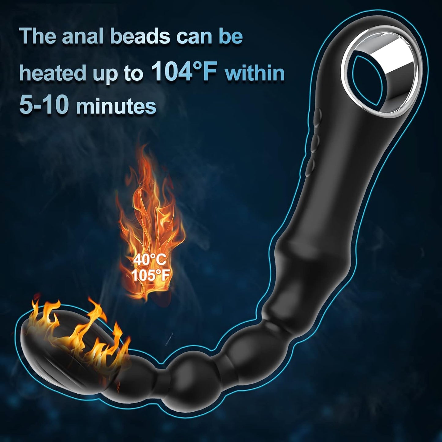 7 modes de vibration chauffant le vibrateur anal vibrant perles plug anal