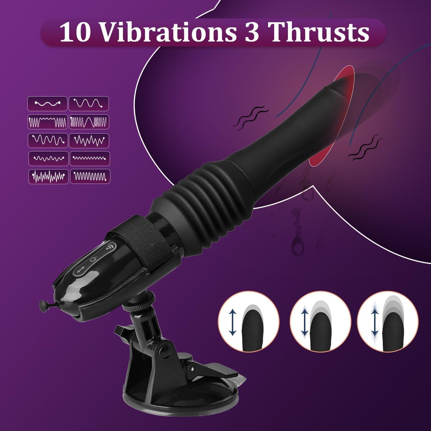 Automatic Thrusting Sex Machine Realistic Dildo with 10 Vibrations & Thrusting Modes