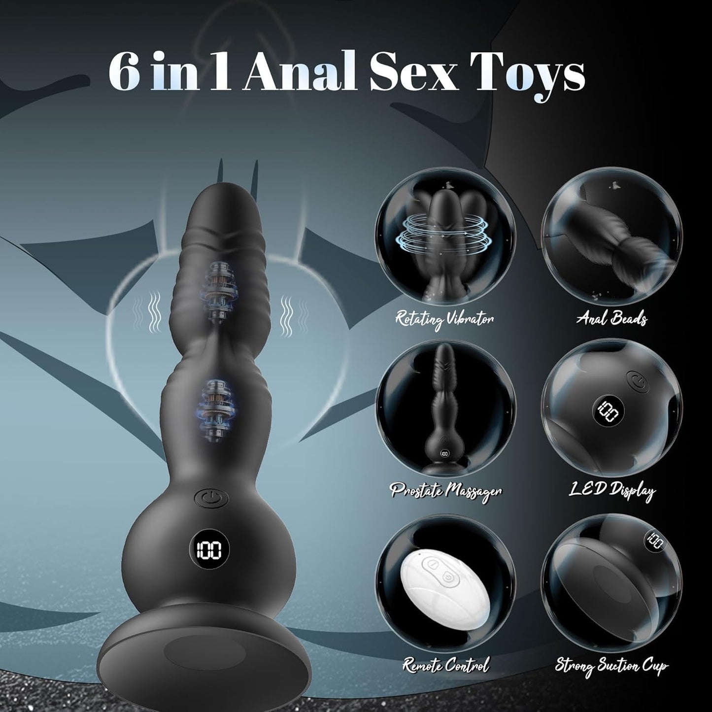 360°Rotation Anal Vibrators Prostate Massager with 10 Rotating & Vibrating Modes