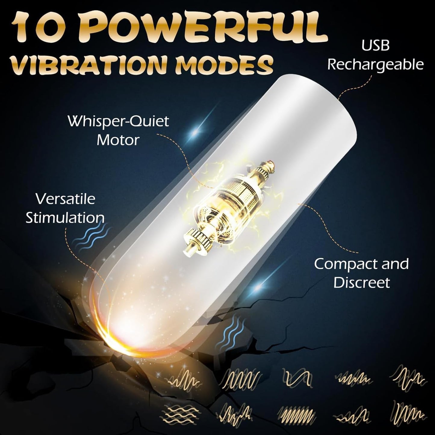 2 Tunnel Holes Penis Trainer Masturbator with 10 Vibration Modes