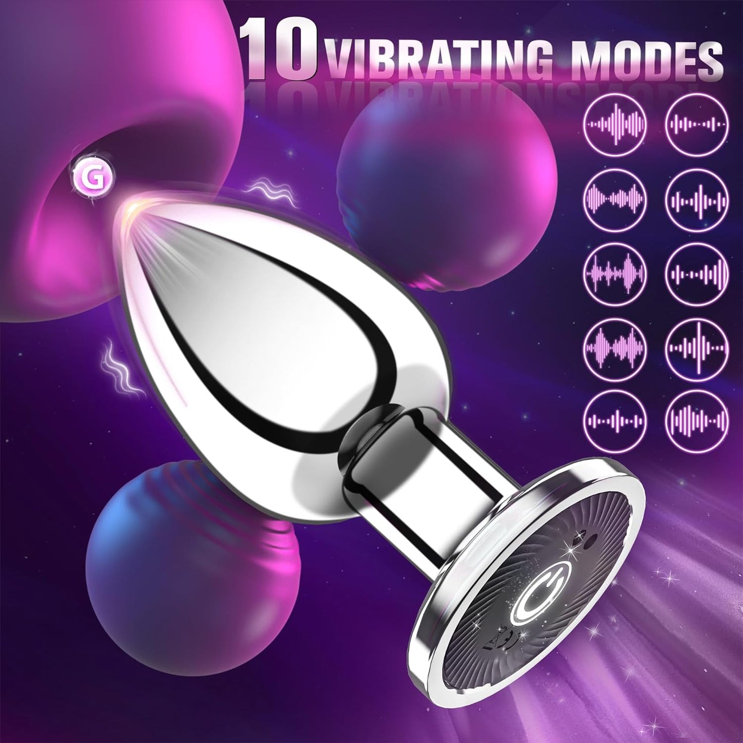 Plug Anal Anal Toys Butt Plug avec 10 Modes Vibrateur Télécommandé