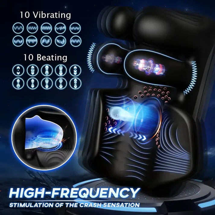 Electric Penis Trainer Glans Vibrator with 10 Finger Massage & Tapping & Vibrating