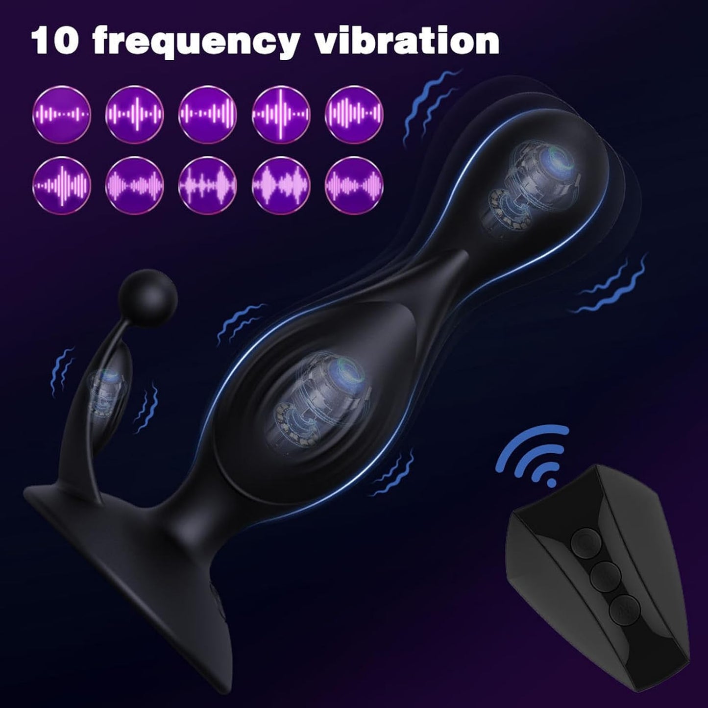 Prostate Massager Anal Beads Vibrator Butt Plug with 10 Vibration Modes