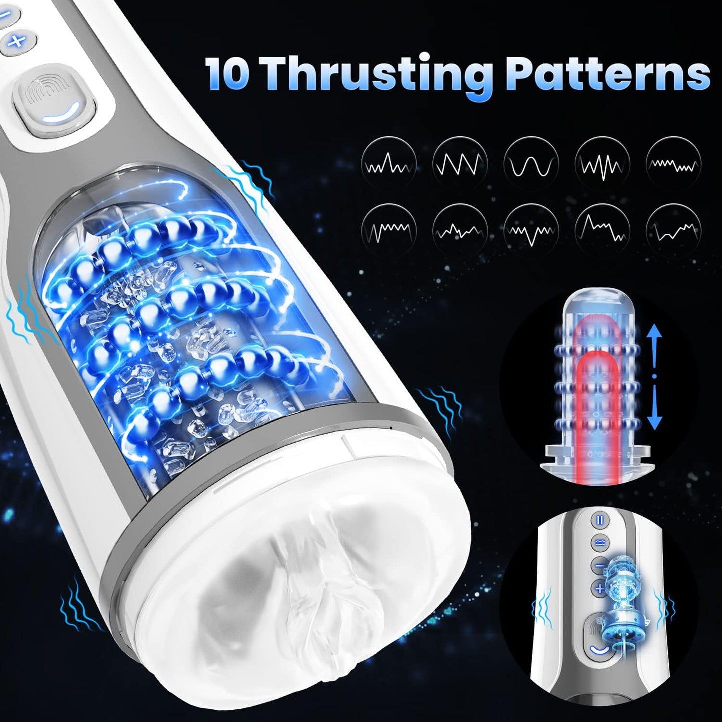 Masturbateurs masculins automatiques 3D réalistes avec 10 modes de poussée