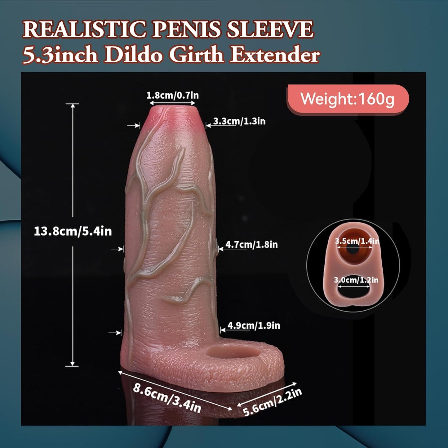 Realistic Penis Sleeve Dildo Enlarger with Penis Ring
