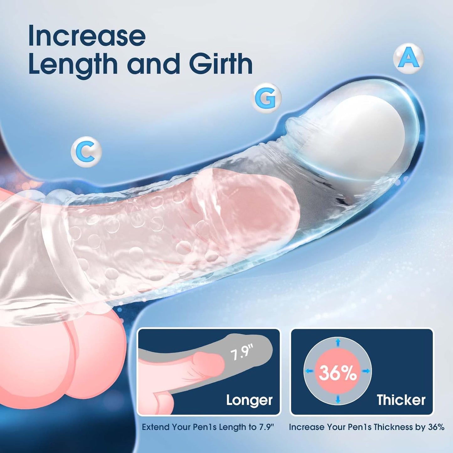 4 IN 1 Multifunctional Penis Extender Sleeve Cock Ring with 10 Vibration Modes