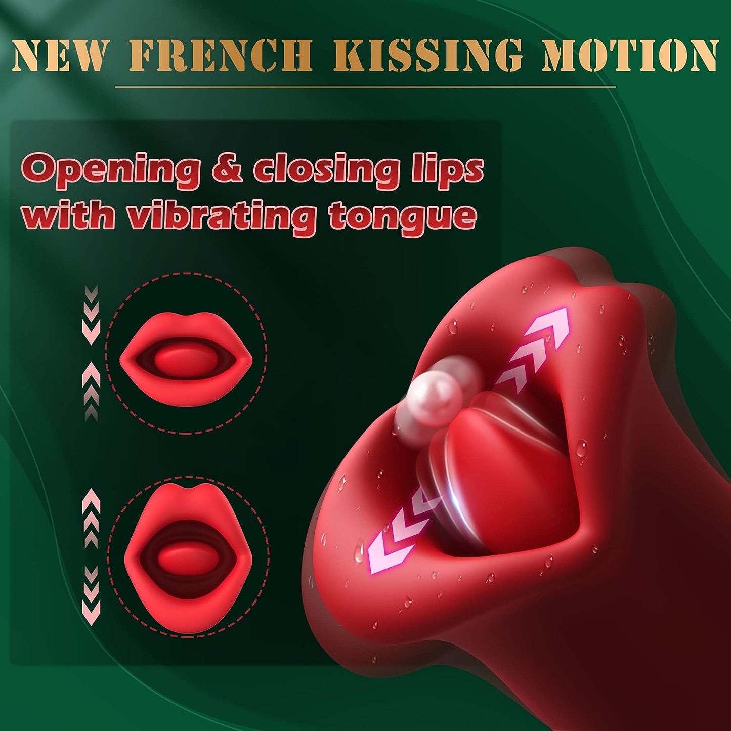 Vibromasseur électrique féminin 2 en 1 avec 10 modes de vibration et 10 modes French Kissing