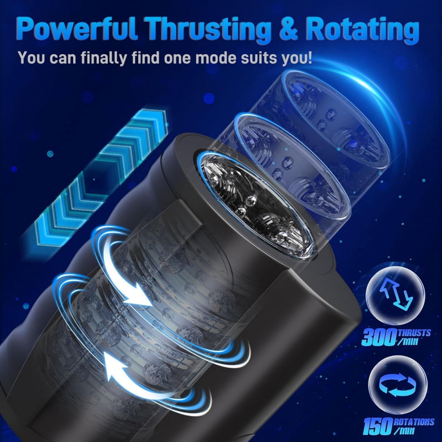 Electric Penis Trainer Glans Stimulator Masturbator with 7 Telescopic & Rotation Modes