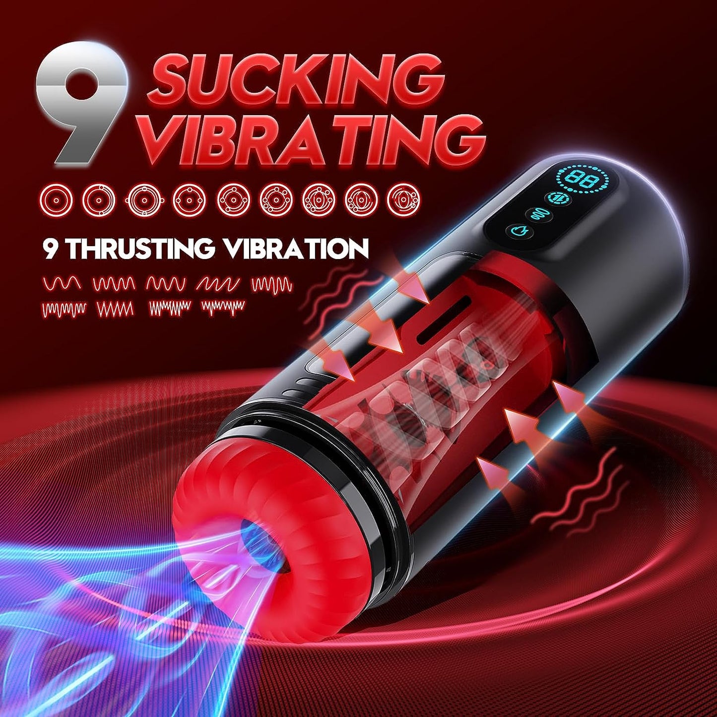 Masturbateurs automatiques à écran LCD 4 en 1 avec 9 modes de succion, de poussée et de vibration