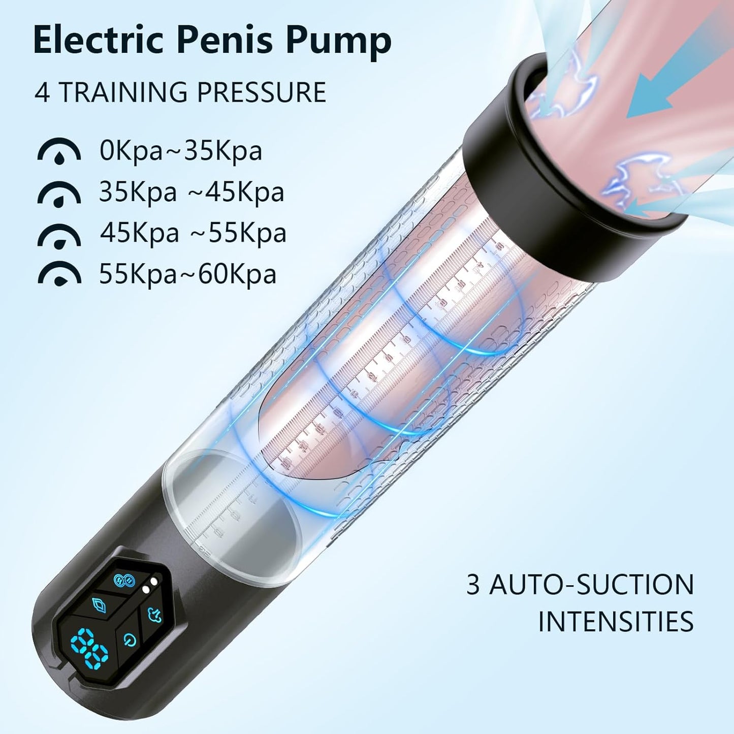 Automatic Vacuum Penis Pump Extender with 3 Suction Modes & 4 Training Pressure