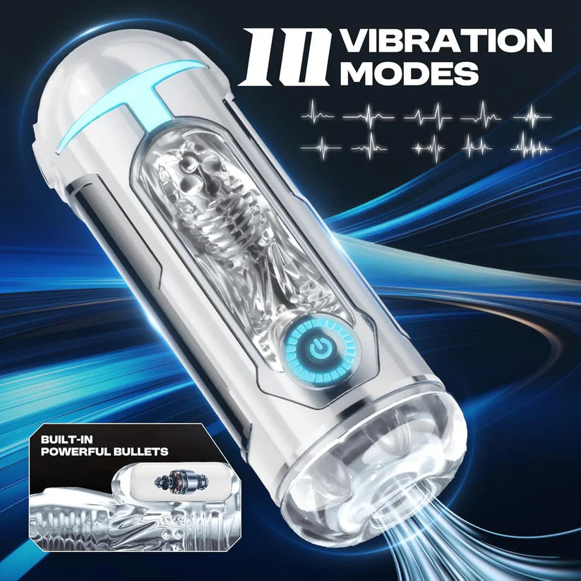 Automatic Masturbator Penis Stroker Blowjob with 10 Vibrating & Sucking & Heating