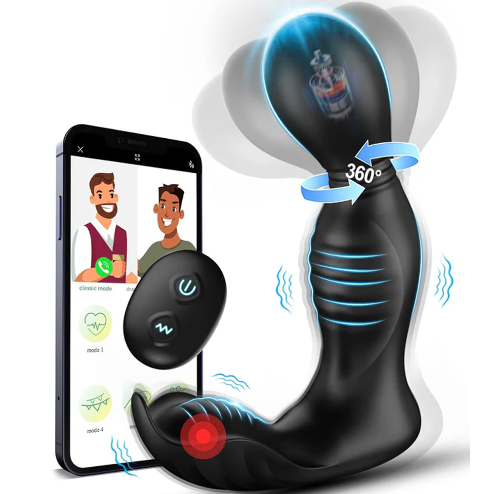 360°Rotating Anal Plug Vibrator Prostate Massager with 9 Rotations & 9 Vibrations