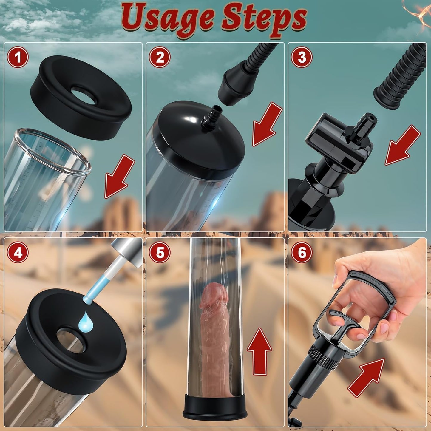 Manual Penis Enlargement Vacuum Pump Training Device Set Male Masturbator