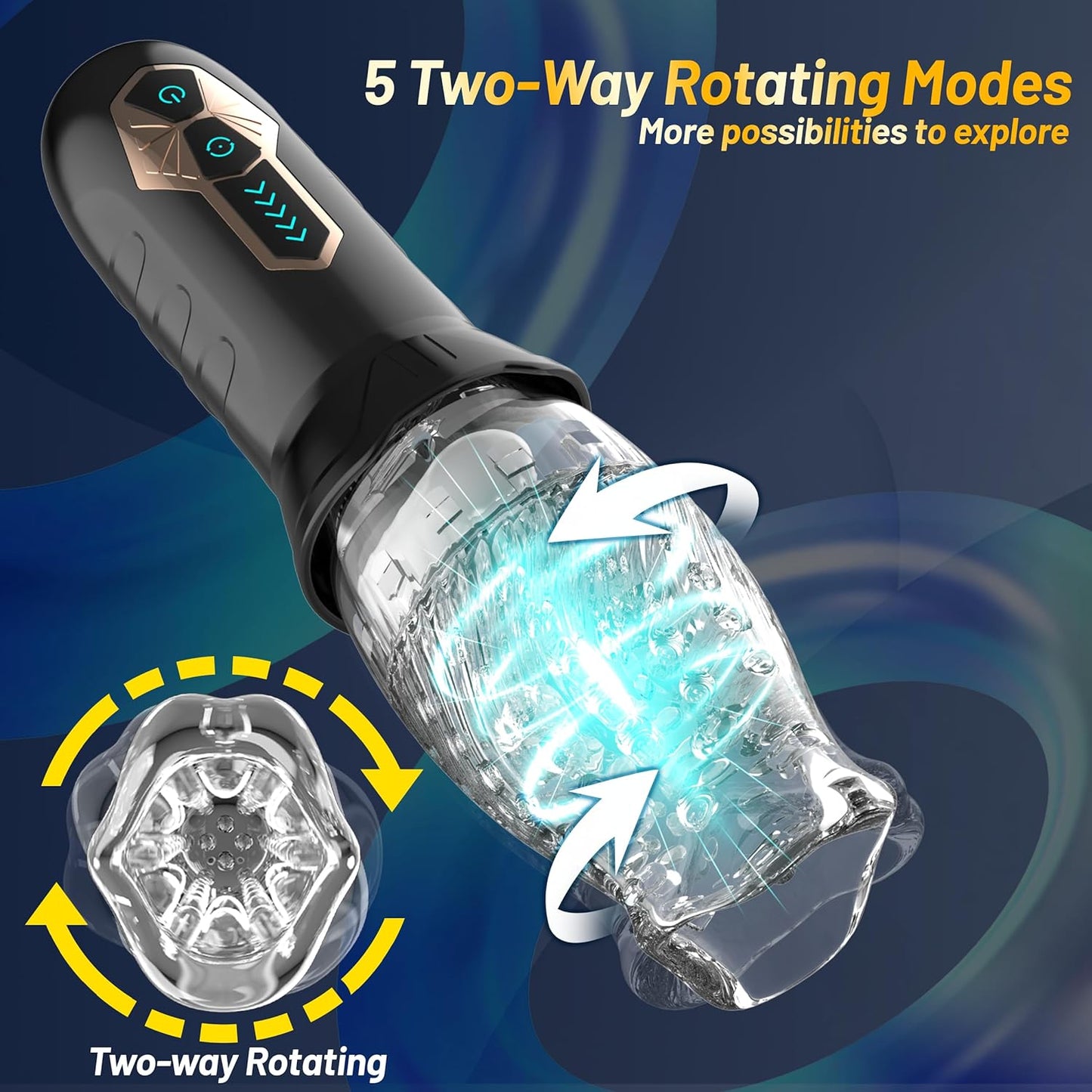 Masturbateur automatique avec 5 modes de rotation intelligents et 10 modes de vibration