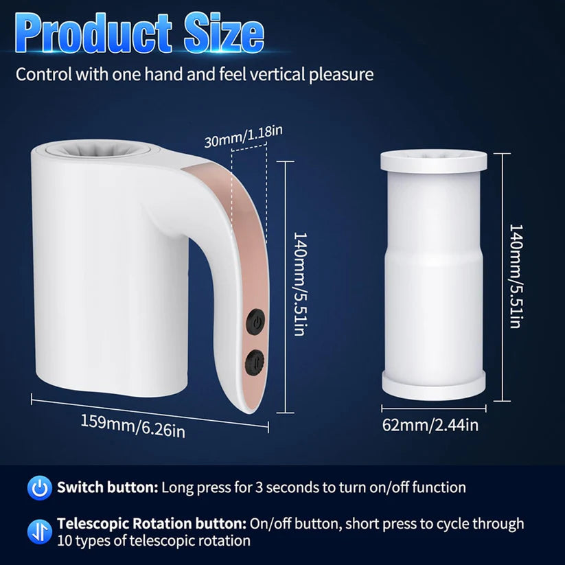 2 in 1 Automatic Masturbator Penis Trainer with 10 Telescopic Rotation Vibration Modes