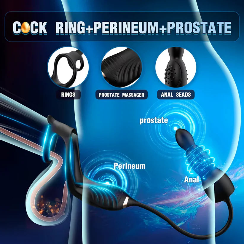 Anal Vibrator Butt Blug Prostate Massager Penis Ring with 10 Plus Modes