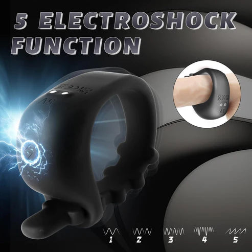 E-stim Adjustable Cock Ring Penis Trainer Vibrator with 5 Electro Shock Modes