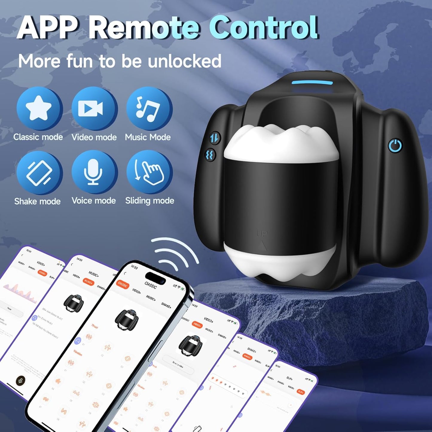 Electric Masturbator Penis Trainer Sex Machine with 3 Telescopic Functions & 9 Vibrations